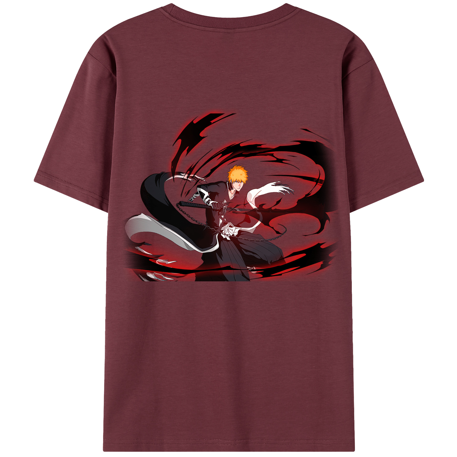 （画像用） ブリーチ 黒崎一護（くろさき いちご）BLEACH Kurosaki Ichigo 綿100％半袖Tシャツ（背面プリント）
